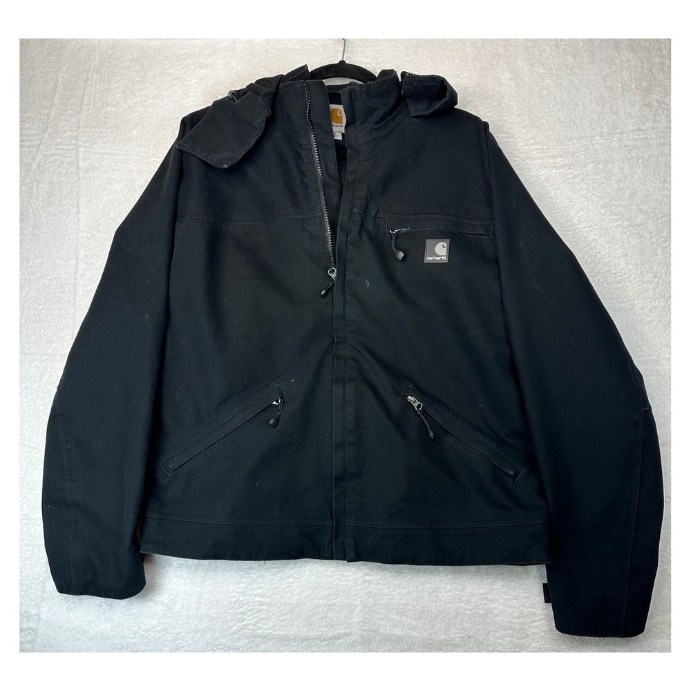 Carhartt Vintage Hooded Jacket Mens M Black Cotton Duck Full Zip